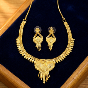 Juego de Collar y Pendientes de Cadena de Caja para Mujer, Chapado en Oro Micro de 14K, 18K, 24K, Diseño Tradicional, para Joyería de Boda, Venta al por Mayor - Product Image 1