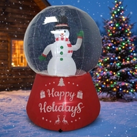Globe de neige de Noël de 1,65 mètre de haut avec fonction de pulvérisation de neige, décoration créative pour pelouse et ornement de Noël gonflable