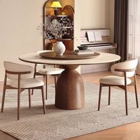 Table de salle à manger ronde moderne en noyer et pierre frittée, style champignon, en bois massif, pour restaurant et maison