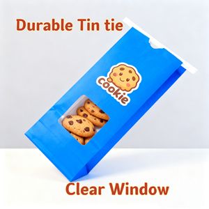 Sacs en papier alimentaire numériques personnalisés avec logo, en matériaux de qualité alimentaire, résistants à la graisse, avec fenêtre, pour pop-corn, bonbons, biscuits, pain - Vente en gros - Product Image 4