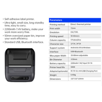 Mini-imprimantes et scanners d'étiquettes de reçus POS 80 mm, imprimante thermique portable de codes-barres 58 mm avec USB et Bluetooth
