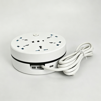 Stop Kontak Listrik Bulat Anjehold Factory Wholesale dengan Kabel Retraktil, 4 Stop Kontak, 2 USB, 1 Type-C untuk Pengisian Daya, Cocok untuk Kantor