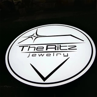 Boîte à lumière de publicité extérieure led logo rétro-éclairage étiquette en acier inoxydable acrylique led boîte à lumière circulaire