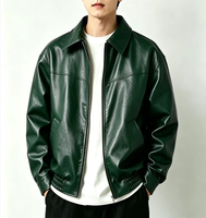 Veste en cuir PU noire à revers pour homme, collection automne 2026, style vintage, haute qualité, mode urbaine décontractée
