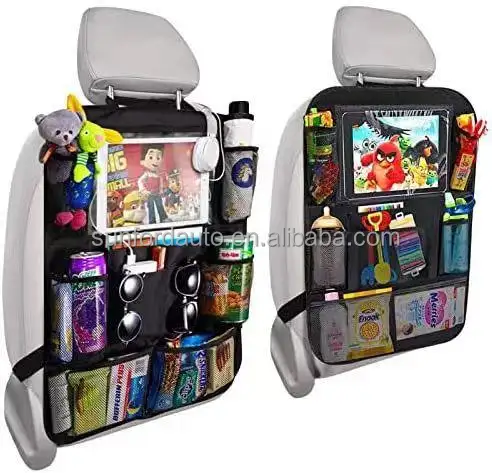 タッチスクリーンタブレットホルダー付きの新しい便利なカーシートバックオーガナイザーマルチポケットボックスケース車収納バッグ