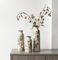 Vase en céramique brûlée à haute température, effet craquelé vintage, style Wabi-Sabi, décoration de ferme américaine, centre de table pour salon et bureau