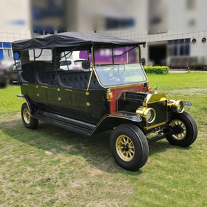 Voiture de tourisme électrique rétro ZOWN, modèle classique convertible noir avec garnitures dorées, mini-véhicule pour utilisation en parc ou en club - Product Image 1