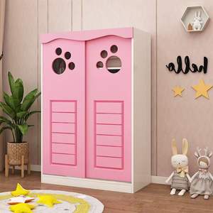 Puerta corredera de madera maciza de diseño moderno Armario para niños Gabinete bajo plegable para bebés para dormitorio para niñas - Product Image 3