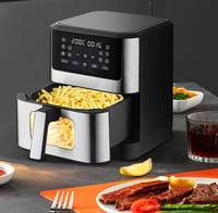 Friteuse à air chaud domestique 6L 1500W avec fenêtre de visualisation et grille de cuisson 80 à 200°C ℃   Friteuse électrique sans huile à contrôle de température