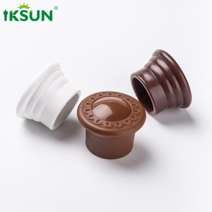 IKSUN 28mm lujo decorativo salón montaje en pared grano <span class=keywords><strong>de</strong></span> <span class=keywords><strong>madera</strong></span> aluminio doble barra <span class=keywords><strong>de</strong></span> cortina conjunto con soporte <span class=keywords><strong>de</strong></span> remates - Product Image 5