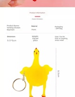 Porte-clés amusant poule pondeuse, jouet à presser, poulet jaune, jouet de farce, porte-clés créatif en caoutchouc anti-stress