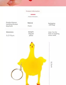 Porte-clés amusant poule pondeuse, jouet à presser, poulet jaune, jouet de farce, porte-clés créatif en caoutchouc anti-stress - Product Image 6