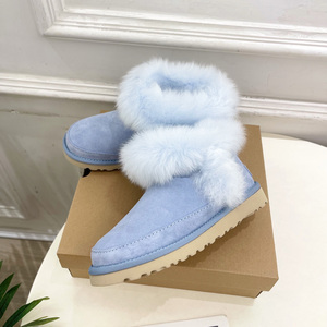 Bottes d'hiver de luxe pour femmes en peau de mouton, avec garniture en fourrure, chaudes et faciles à enfiler, chaussures de neige - Product Image 6