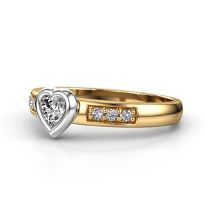Anello minimalista a due toni a forma di cuore per donna, elegante gioiello alla moda per l'indice - Product Image 6