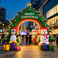 Arche gonflable de Noël pour centre commercial, décoration de vacances, Père Noël géant, bonhomme de neige, lumières LED, étanche, couleurs personnalisables, intégré