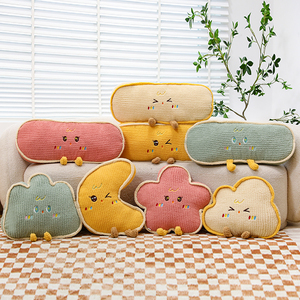Coussins en velours côtelé étoile, lune et nuage, coussins de canapé pour enfants et oreillers de lit, accessoires de décoration doux pour la maison - Product Image 4
