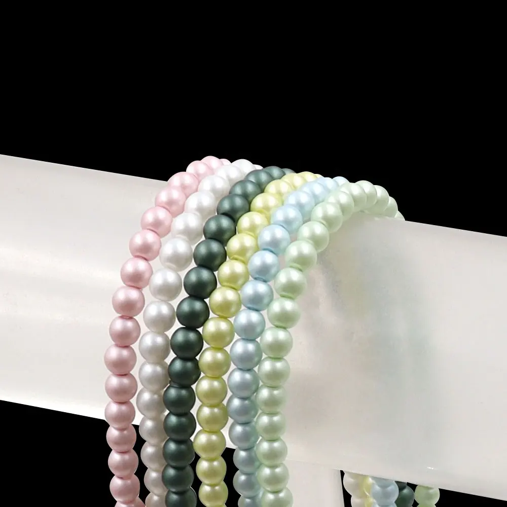 6mm Customized 23 colors matte pearl round frosted glass loose beads for bracelet accessory making