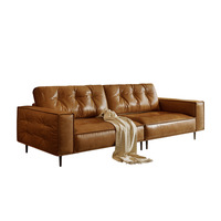 Kualitas baik cahaya mewah Italia kulit gaya Amerika disesuaikan bingkai kayu solid furnitur ruang tamu sofa modular
