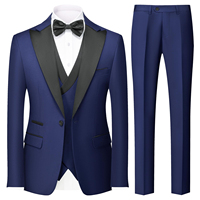 Setelan Jas Pria 3 Potong Slim Fit Motif Kotak-kotak Single Breasted Dua Kancing Jaket Rompi Celana Set Bisnis Kasual