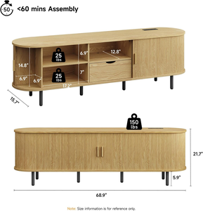 Meuble <span class=keywords><strong>TV</strong></span> <span class=keywords><strong>69</strong></span> pouces avec prise de courant pour téléviseurs jusqu'à 80 pouces, centre de divertissement avec rangement et tiroir - Product Image 2
