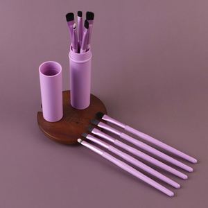 Ensemble de 5 pinceaux de maquillage à poils doux, portable, pour anticernes, eye-liner, fard à paupières, sourcils, lèvres, avec seau de rangement - Product Image 4