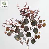 Hoogwaardige 72CM kunstmatige bordeauxrode eucalyptus fruit- en herfstbladeren takken voor bruiloft, bloemstukken en afstudeerarrangementen