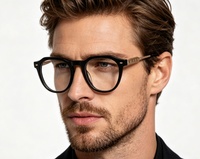 Personnalisation de lunettes optiques en acétate haut de gamme, montures de lunettes rondes à monture complète durables et élégantes pour un usage quotidien, OEM/ODM
