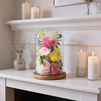 Rose Éternelle Sous Cloche en Verre - Cadeau d'Anniversaire pour Femme, Grand-Mère, Amies, Décoration d'Intérieur 5.9"D X 5.9"W X 9.9"H
