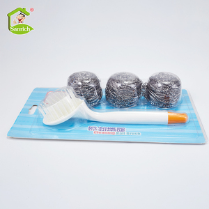 Depurador de alambre de acero inoxidable SS410 <span class=keywords><strong>Estropajo</strong></span> de materia prima Bola de limpieza de cocina con <span class=keywords><strong>mango</strong></span> extraíble - Product Image 3