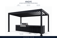 Angye - Gazebo de jardin motorisé en aluminium rectangulaire à lames orientables, LED électriques minimalistes, respectueux de l'environnement, personnalisable, nature