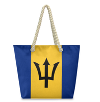 Sac fourre-tout avec drapeau de la Barbade, avec poignées en corde de chanvre, grande capacité, durable, imperméable, sac à bandoulière polyvalent pour le travail, les voyages, la plage