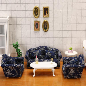 Mini muebles de bolsillo de gama alta, modelo de tela azul, pequeño juguete Floral DIY, adornos de sofá de plástico para casa de muñecas 1:12, casa de muñecas - Product Image 3