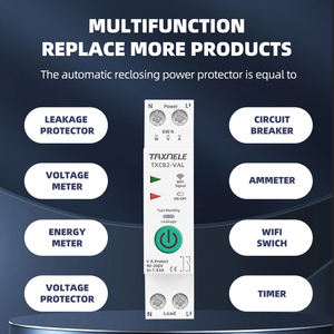 TUYA WIFI Inteligente Mini Disjuntor 1P 63A Interruptor Remoto Temporizador Medidor de Energia KWh Tensão Corrente Vazamento Proteção Inteligente MCB - Product Image 4