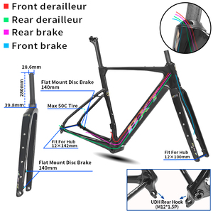 Cadre <span class=keywords><strong>de</strong></span> vélo <span class=keywords><strong>de</strong></span> gravier en carbone BXT Gravel-055 2026, nouveau, frein à disque 700C, patte <span class=keywords><strong>de</strong></span> dérailleur UDH, fibre <span class=keywords><strong>de</strong></span> carbone T1000, 700x50C, vélos <span class=keywords><strong>de</strong></span> <span class=keywords><strong>route</strong></span> OEM - Product Image 4