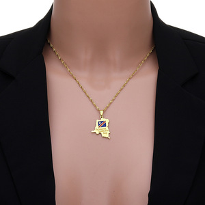 Collar con Colgante <span class=keywords><strong>de</strong></span> <span class=keywords><strong>Mapa</strong></span> <span class=keywords><strong>de</strong></span> <span class=keywords><strong>la</strong></span> <span class=keywords><strong>República</strong></span> Democrática <span class=keywords><strong>del</strong></span> <span class=keywords><strong>Congo</strong></span>, Joyería Étnica Congoleña <span class=keywords><strong>de</strong></span> Acero Inoxidable para Hombre y Mujer, Regalo Nuevo - Product Image 6