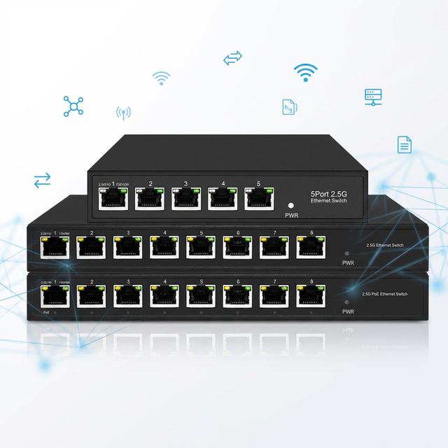5 Port 2.5G Ethernet Network Switch 10/100/1000/2500Mbps Unmanaged Plug & Play LAN Hub for Internet Splitter