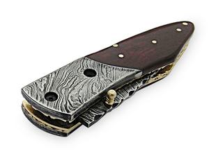 Couteau de poche pliant en acier damas personnalisé manche en os, nom et logo personnalisés, qualité supérieure pour la chasse, le camping, cadeau idéal - Product Image 4