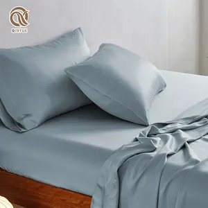 ชุดผ้าปูเตียงคู่เนื้อนุ่มหรูหราปลอกหมอนผ้าปูที่นอนเข้ารูป100% แผ่นยูคาลิปตัสไลโอเซลล์