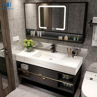 Meuble de salle de bain de style européen avec vasques simples et doubles et miroir pour hôtel