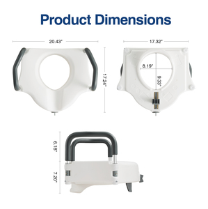 Asiento de Inodoro Ergonómico Elevado de 5 Pulgadas con Brazos Acolchados Extraíbles, Capacidad de 300 Libras, para Personas Mayores y con Discapacidad - Product Image 3
