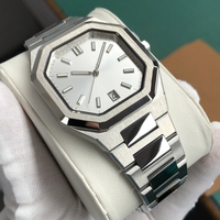 Montre pour homme en acier inoxydable avec logo personnalisé, hexadécágone, vente en gros, étanche 5ATM, luxe, 38 mm, ultra-fine, quartz