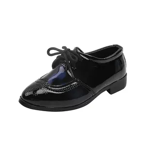 Chaussures plates antidérapantes pour enfants, chaussures d'école formelles en cuir noir, de haute qualité, 2022