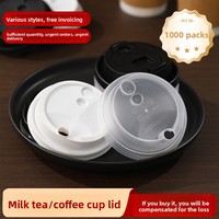 Tapa Desechable Antiderrames para Vasos de Café, 90 mm de Diámetro, Tapa para Bebidas Calientes con Punta Negra, Embalaje en Caja de Plástico PP