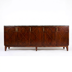 Midcentury Modern Solid Wood <b>Sideboard</b> Cabinet with Raised Panel Doors and <b>Storage</b> Design for Living Room - Product Image 1