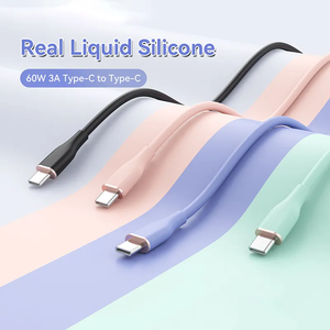 Prix de gros 3A 60W USB C 1M 2M Silicone Macaron Type C Câble de données de charge rapide pour Samsung Huawei - Product Image 1