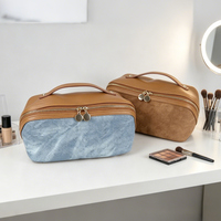 Grande trousse de toilette personnalisée avec poignée souple, design tendance, fermeture éclair, résistante à l'eau, durable, matériau écologique, portable