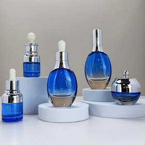 Thick Wall Clear Frosted 30ml Glass <b>Dropper</b> <b>Bottle</b> 1OZ Glass Cosmetic Toner Pump Serum <b>Bottle</b> for Skincare - Product Image 1