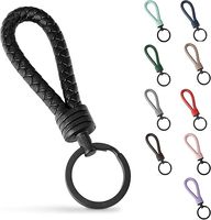 Cuir de vachette véritable Acier inoxydable brossé Anneau en acier inoxydable Anneaux supplémentaires Petites clés avec boîte cadeau Porte-clés en cuir