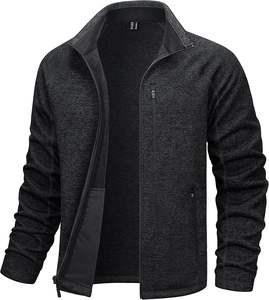 For Men's Casual Stylish Full Zip-up Fleece <strong>Jacket</strong> Windproof Stand Collar Pockets Lightweight Polyester Winter Office Front - Product Image 6