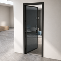 Porte battante double en aluminium et verre pour intérieur, avec charnières chromées, étanche et insonorisée, idéale pour salle de bain, vestiaire, hammam, sauna